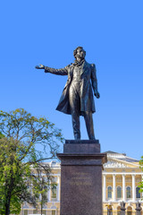Monument to poet Pushkin on art square
