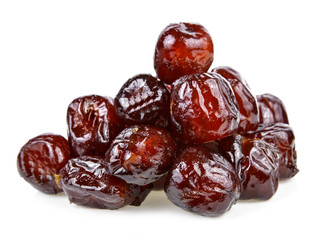  Sweet dried Chinese Jujube on the white background
