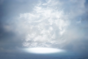 A picture of a celestial ray of light in the sky. Concept of religion and faith