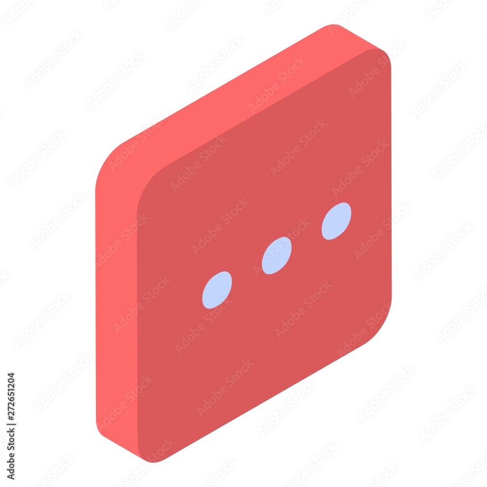 Poster red chat icon. isometric of red chat vector icon for web design isolated on white background