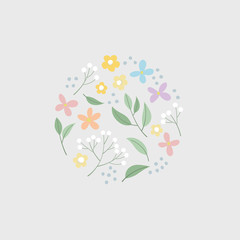 Vector Set of hand drawn plants, leaves and flowers for design card