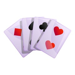 Magic playing cards icon. Cartoon of magic playing cards vector icon for web design isolated on white background