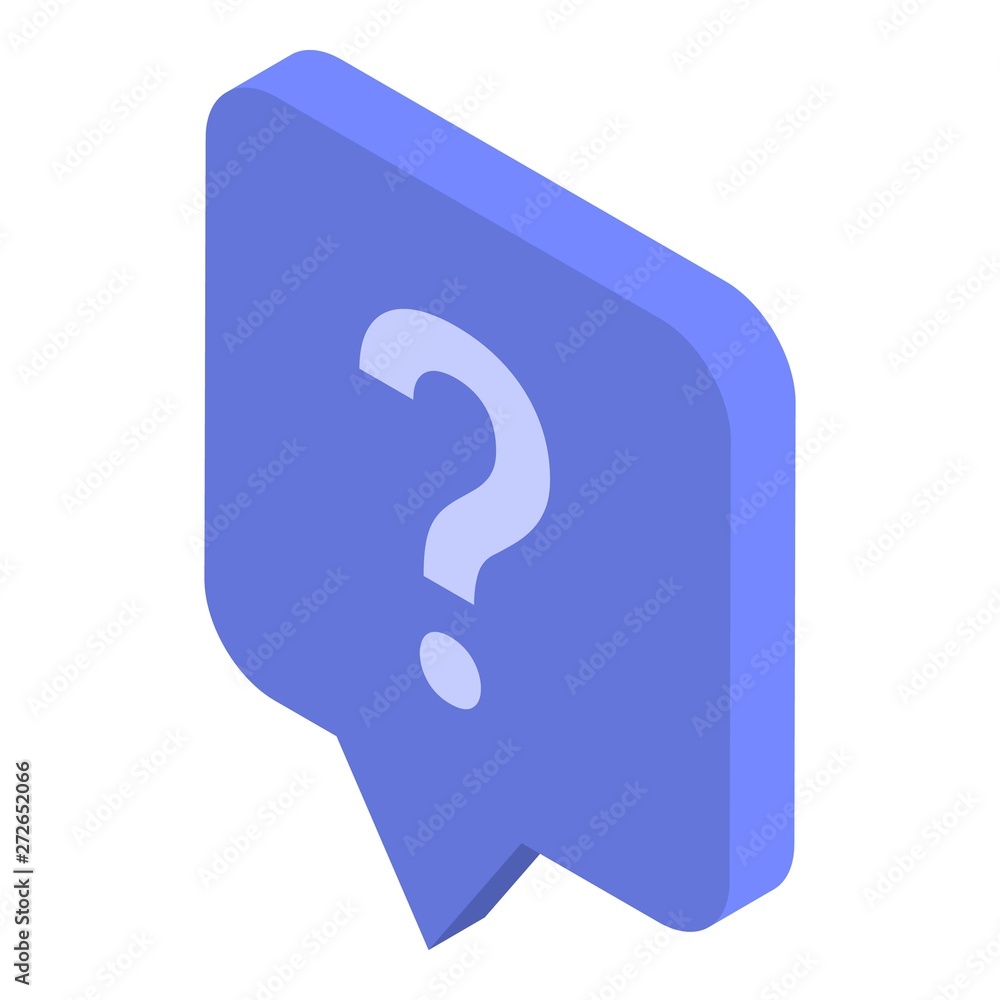 Poster blue chat question icon. isometric of blue chat question vector icon for web design isolated on whit