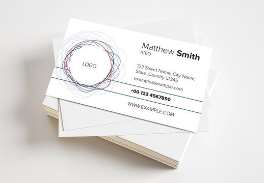 Business Card Layout with Colorful Spiraling Effect