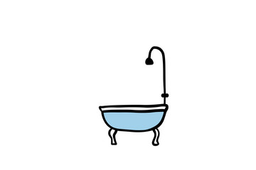 Bath hand drawn vector illustration in cartoon style minimalism