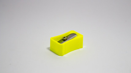 white background yellow sharpener object