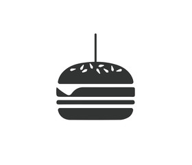 Delicious Hamburger or burger icon on white background 
