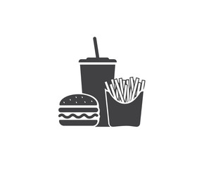 Fast Food icon - burger, cold drinks, France fries 