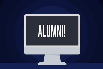 Text sign showing Alumni. Business photo text Alum Old graduate Postgraduate Gathering College Academy Celebration