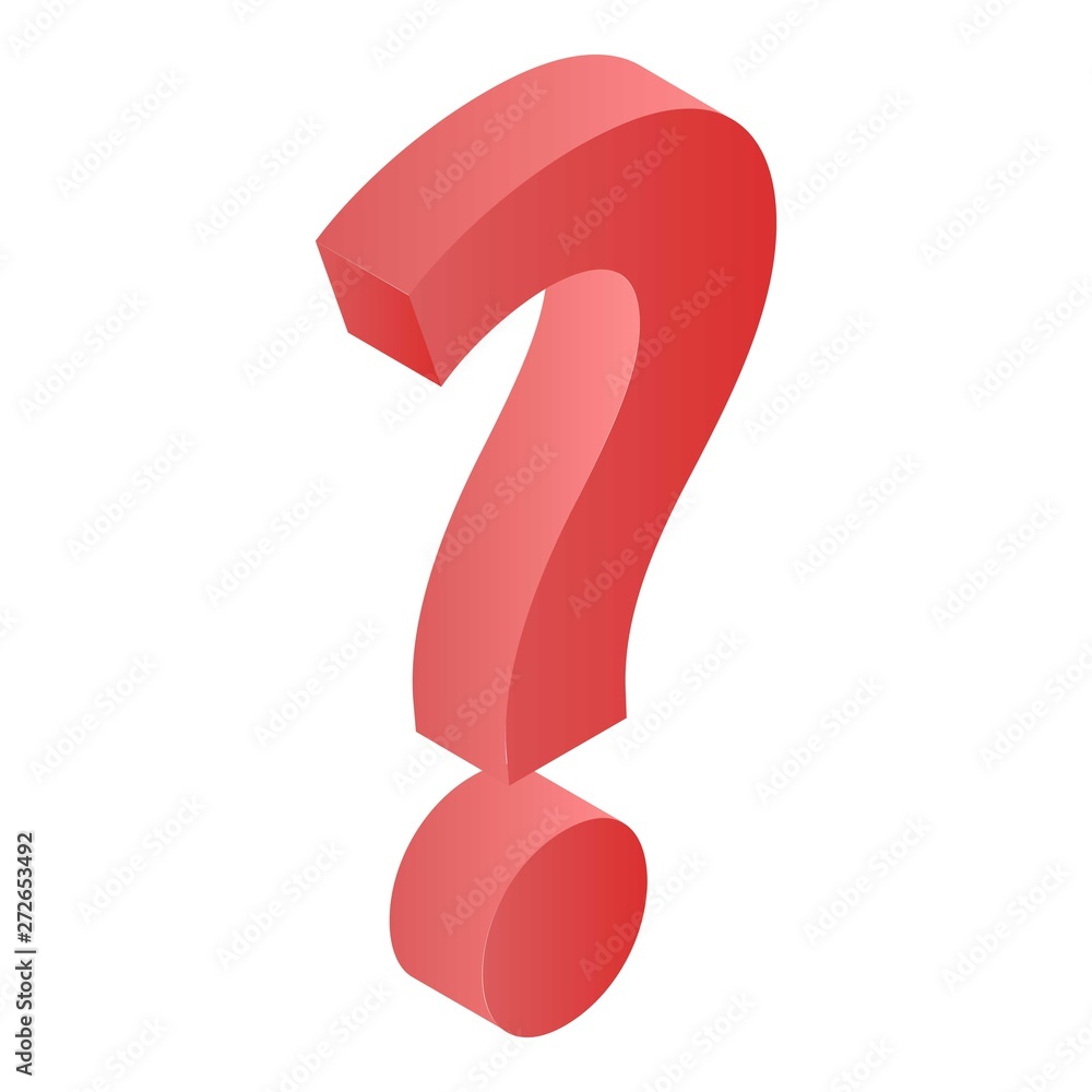 Poster red question sign icon. isometric of red question sign vector icon for web design isolated on white 
