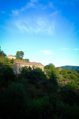 View over the valley and mountains in Saint Melany, Ardeche, France