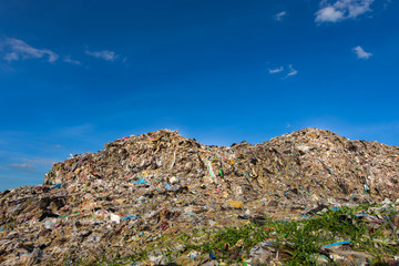 The mountains of waste caused by plastic and hard degradable waste Which is accumulated from urban and industrial areas in underdeveloped countries that do not have a good waste management system