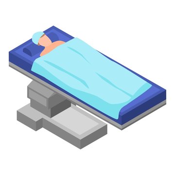 Man on surgical bed icon. Isometric of man on surgical bed vector icon for web design isolated on white background