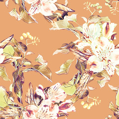 Seamless pattern of tropical plants