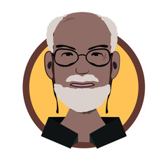 Icon men with long hair. Vector graphics