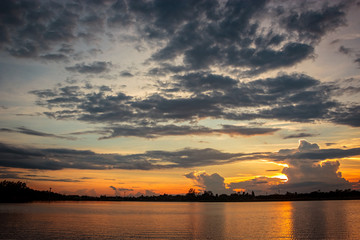Sunset with reflection on the lake