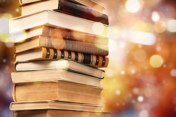 Old books on dark  background