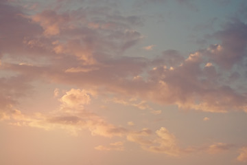 Beautiful sunset sky with clouds.