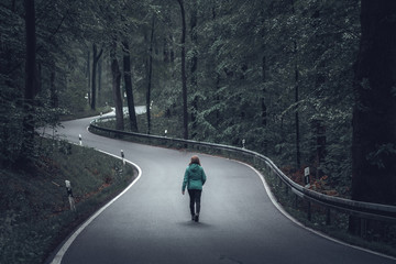 walking along the forest street