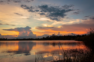 Sunset with reflection on the lake