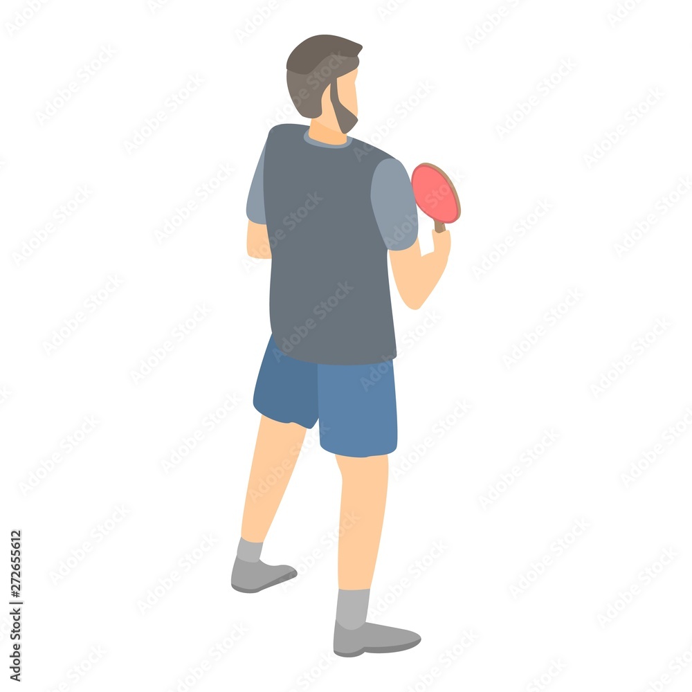 Poster ping pong player icon. isometric of ping pong player vector icon for web design isolated on white ba