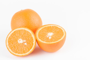 Orange Slices on White Background. Citrus fruit . Healthy freshness food. Summer fruits with vitamin
