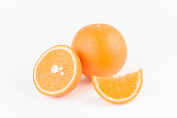 Orange Slices on White Background. Citrus fruit . Healthy freshness food. Summer fruits with vitamin