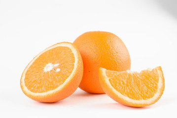Orange Slices on White Background. Citrus fruit . Healthy freshness food. Summer fruits with vitamin