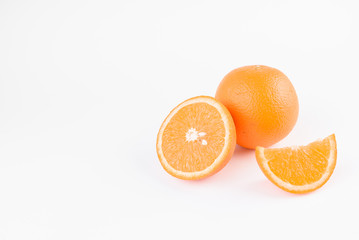 Orange Slices on White Background. Citrus fruit . Healthy freshness food. Summer fruits with vitamin