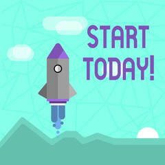 Writing note showing Start Today. Business concept for Initiate Begin right now Inspirational Motivational phrase