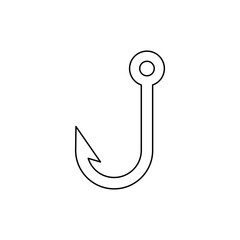 Fishing hook icon. Vector sign. Bait Logo. Thin line, outline, linear icon