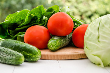 vegetables, greens on a table close-up