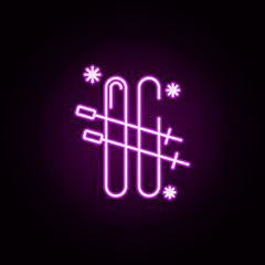 skiing snow neon icon. Elements of winter set. Simple icon for websites, web design, mobile app, info graphics