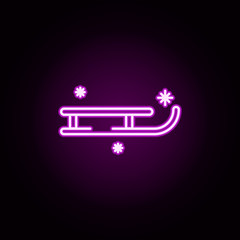sleigh snow neon icon. Elements of winter set. Simple icon for websites, web design, mobile app, info graphics