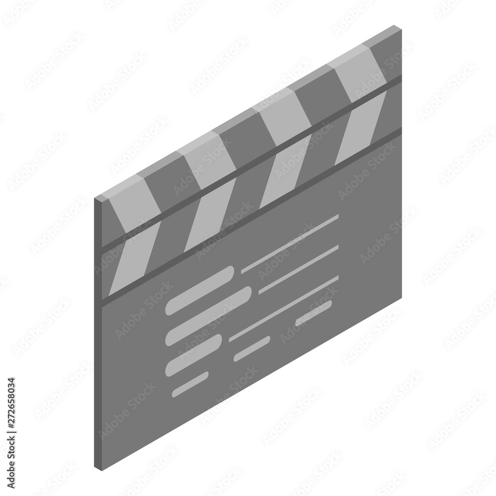Poster video maker clap icon. isometric of video maker clap vector icon for web design isolated on white ba