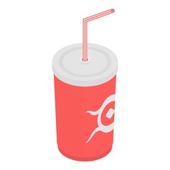 Cola plastic cup icon. Isometric of cola plastic cup vector icon for web design isolated on white background