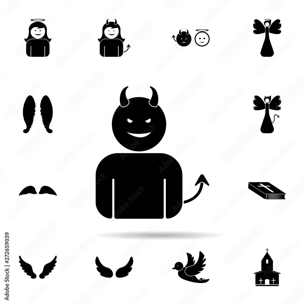 Poster demon icon. universal set of angel and demon for website design and development, app development
