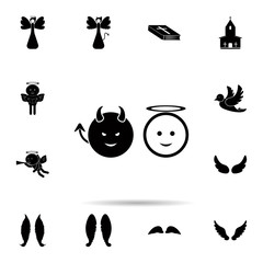 Angel and demon icon. Universal set of angel and demon for website design and development, app development