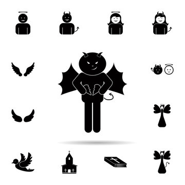 a demon with a broken heart icon. Universal set of angel and demon for website design and development, app development