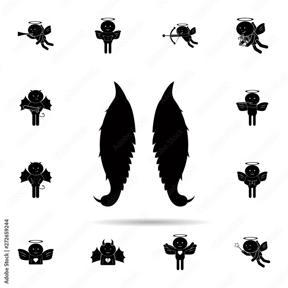 Poster wings of the demon icon. universal set of angel and demon for website design and development, app de