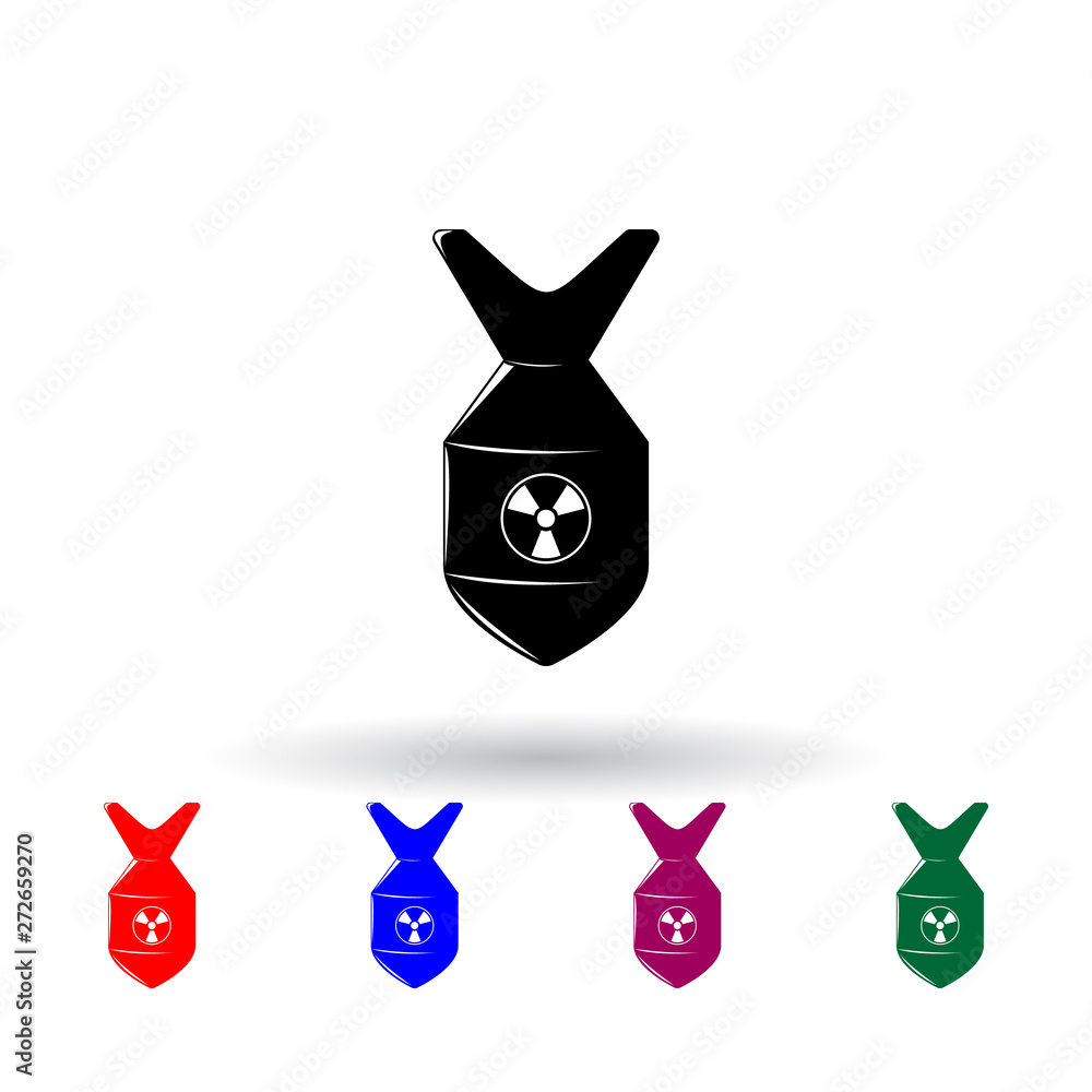 Poster nuclear bomb multi color icon. elements of army & war set. simple icon for websites, web design, mob