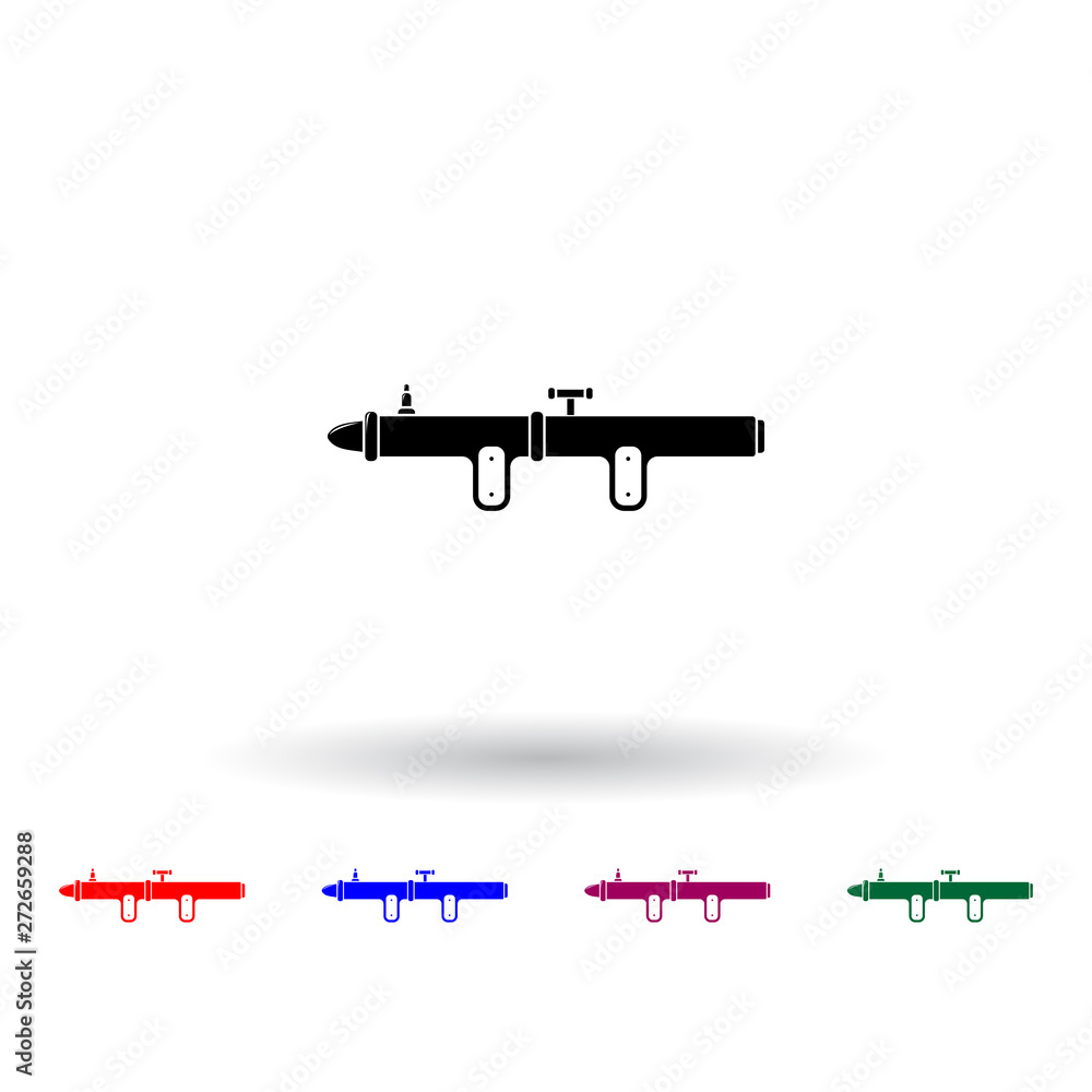 Poster grenade launcher multi color icon. elements of army & war set. simple icon for websites, web design,