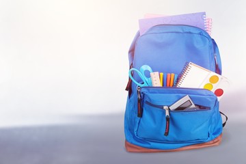 School backpack back bag book blue stationery