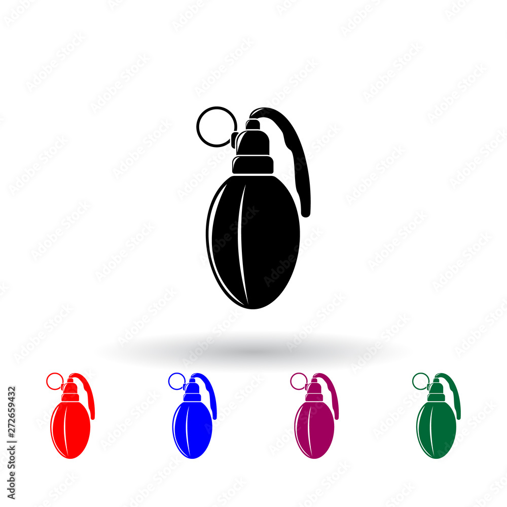 Aufkleber grenade multi color icon. elements of army & war set. simple icon for websites, web design, mobile a