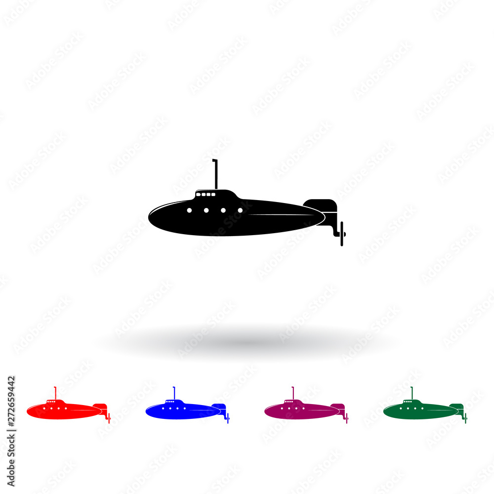 Poster submarine multi color icon. elements of army & war set. simple icon for websites, web design, mobile
