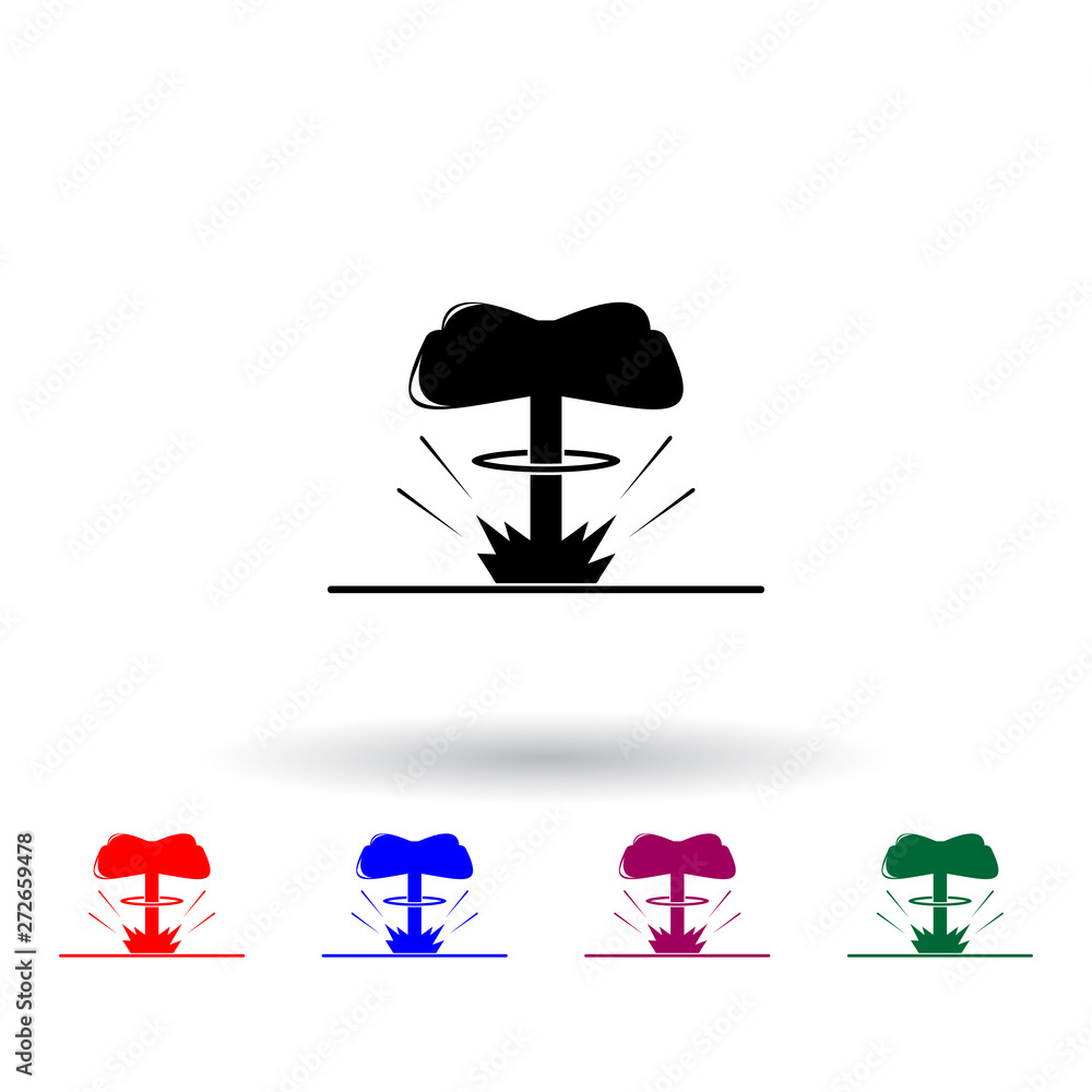 Poster detonation of bomb multi color icon. elements of army & war set. simple icon for websites, web desig