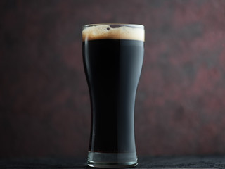 The dark glass of the craft beer porter