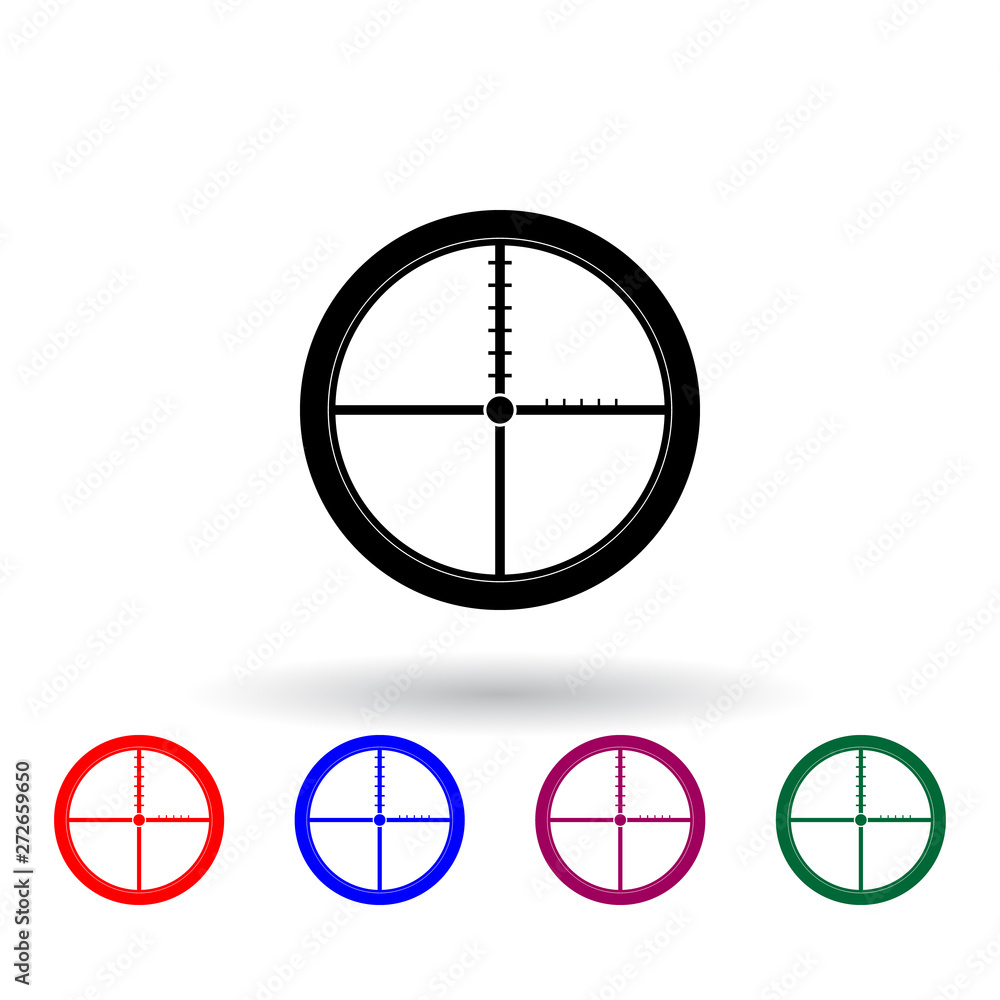 Poster sniper's sight multi color icon. elements of army & war set. simple icon for websites, web design, m