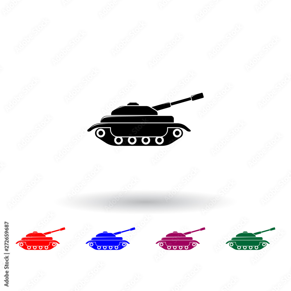 Poster tank multi color icon. elements of army & war set. simple icon for websites, web design, mobile app,