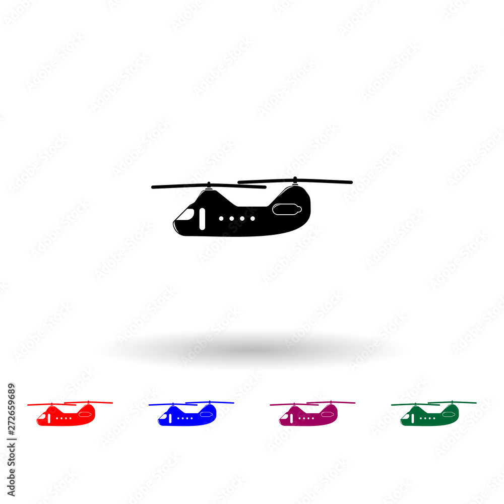 Poster helicopter multi color icon. elements of army & war set. simple icon for websites, web design, mobil